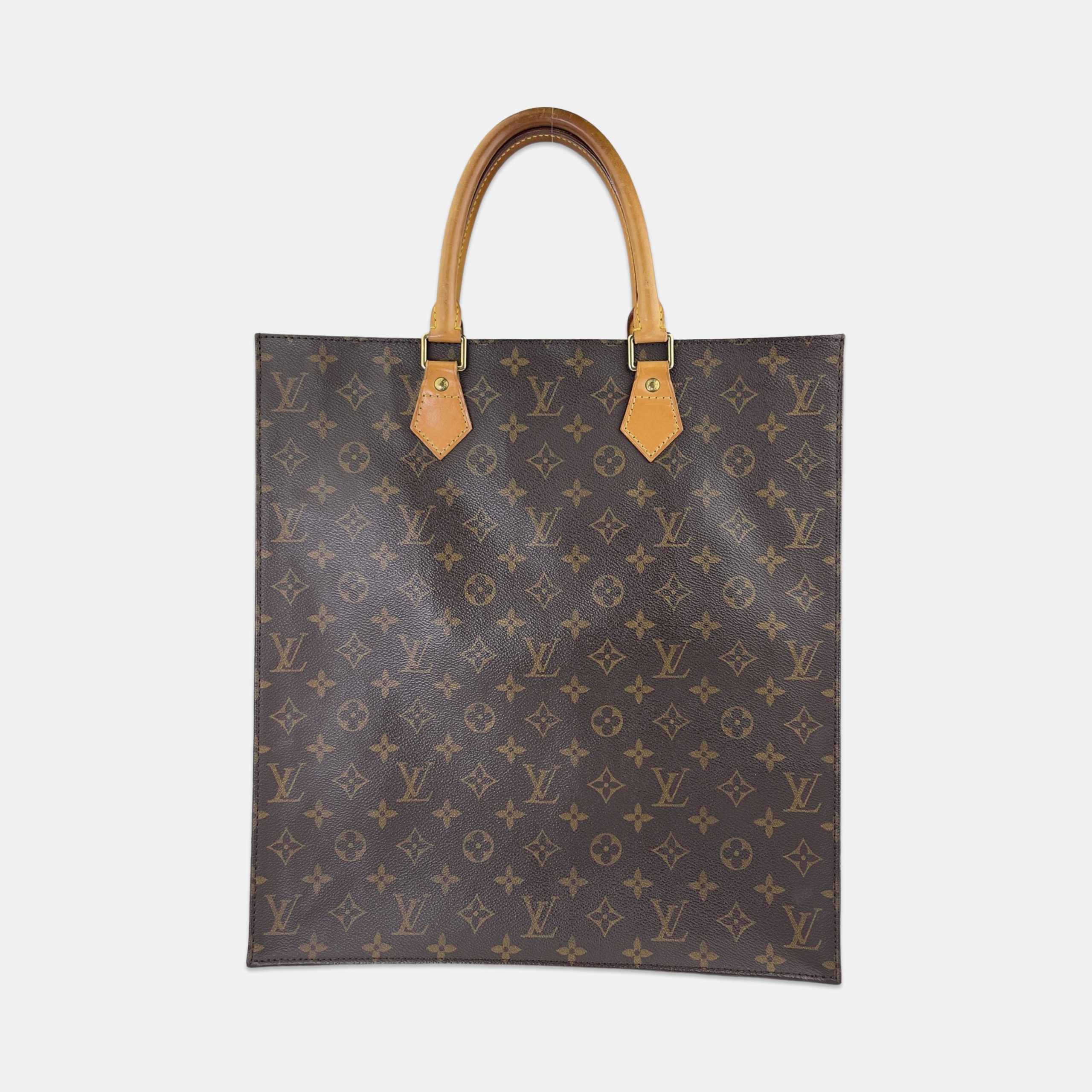 louis vuitton sac plat handbag in monogram canvas and natural