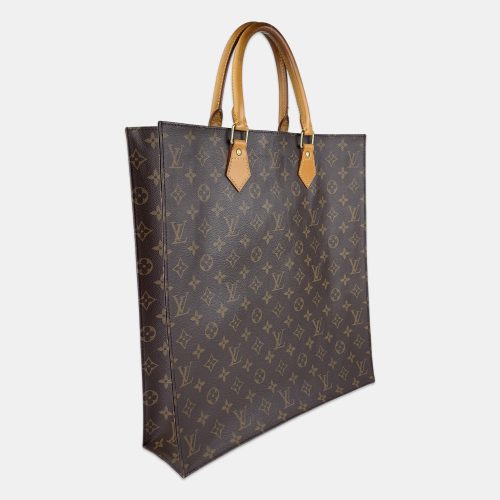 Louis Vuitton Sac Plat Handbag Tote Bag Monogram Brown Vintage